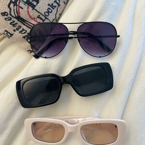 Stylish Black and Cream Sunglasses Set